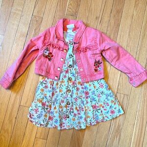 Excellent conditionn toddler girls 4T sundress with matching denim jacket